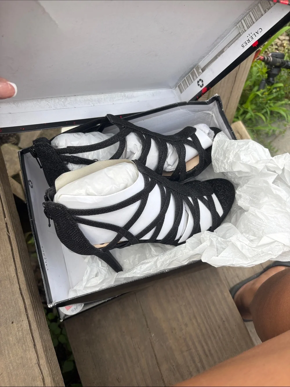 Fergalicious Black Strappy Cutout High Heels